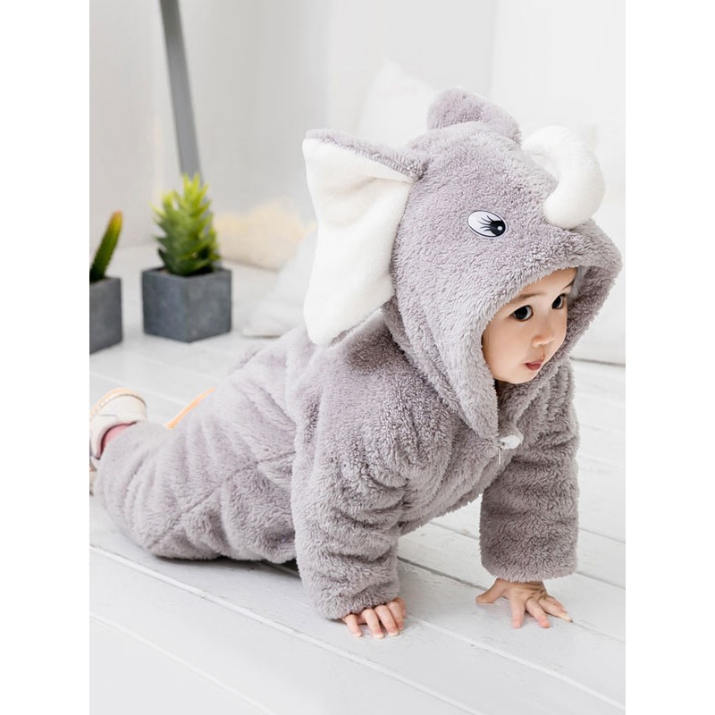 Elephant Kigurumi Pajamas Toddler Grey Onesie Flannel Kids Jumpsuit Carnival Onesie Pajamas Fall Winter