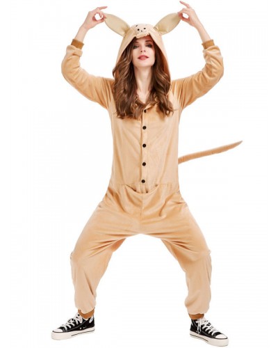 Unisex Kigurumi Pajamas Onesie Kangaroo Adults Flannel Winter Sleepwear Costume Cosplay Carnival Onesie Pajamas