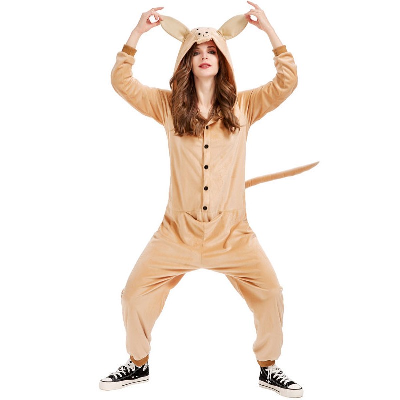 Unisex Kigurumi Pajamas Onesie Kangaroo Adults Flannel Winter Sleepwear Costume Cosplay Carnival Onesie Pajamas