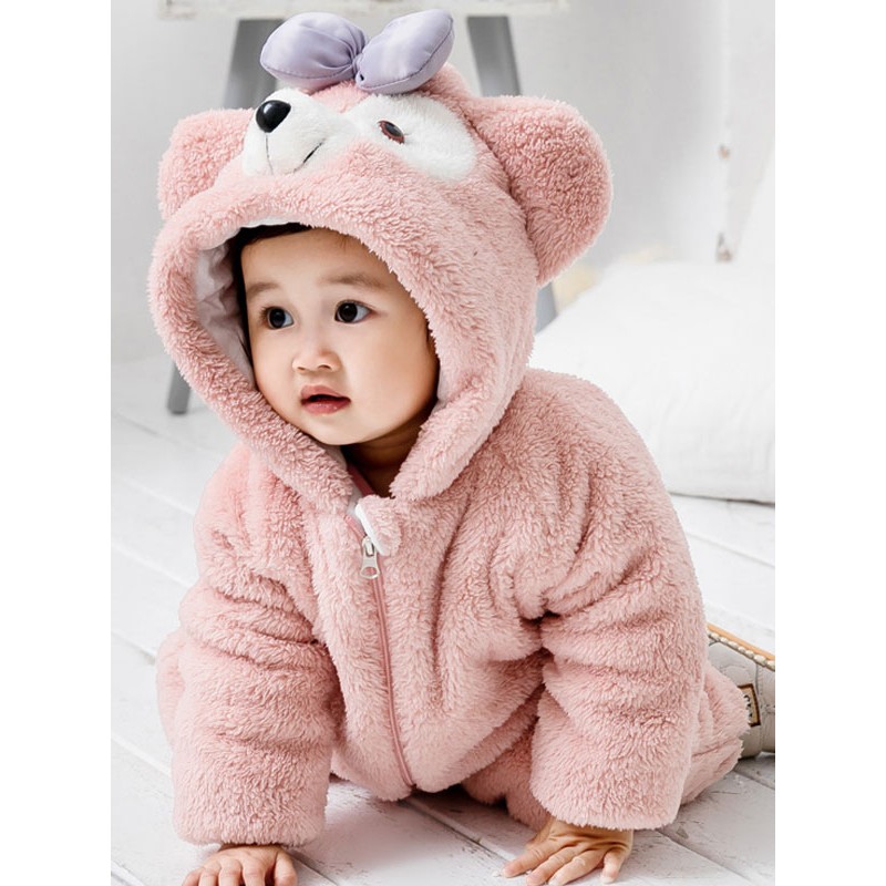 Bear Pajamas Kigurumi Onesie Toddlers Baby Pink Flannel Jumpsuit For Kids Carnival Halloween Onesie Pajamas Winter