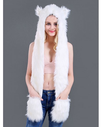 Fur Hat For Women Polyester Hat White Scarf Costume Accessories Holiday