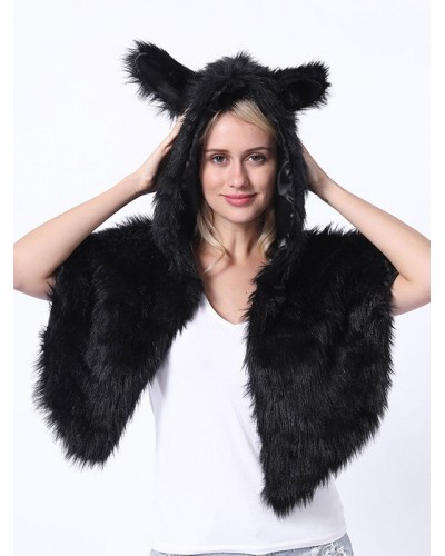 Fur Hat For Women Polyester Cap Black Shawl Costume Accessories Holiday