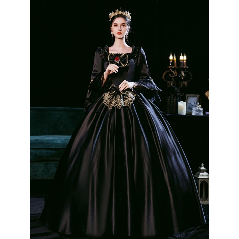 Black Retro Costumes Dress For Women Marie Antoinette Costume Masquerade Ball Gown Euro-Style Christmas Halloween Holiday Graduation Prom