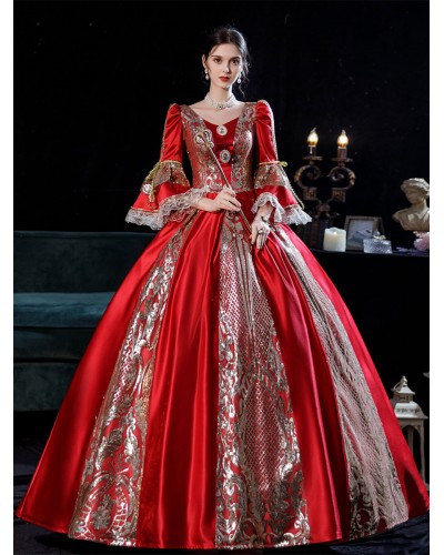 Costumes Dress Red Retro Marie Antoinette Costume Masquerade Ball Gown Euro-Style Christmas Halloween Holiday Graduation Prom