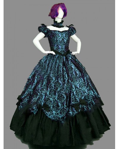 Women Victorian Dress Costumes 's Blue Marie Antoinette Short Sleeves Ball Gown Victorian Era Style Set Masquerade Dress Sets Vintage Baroque