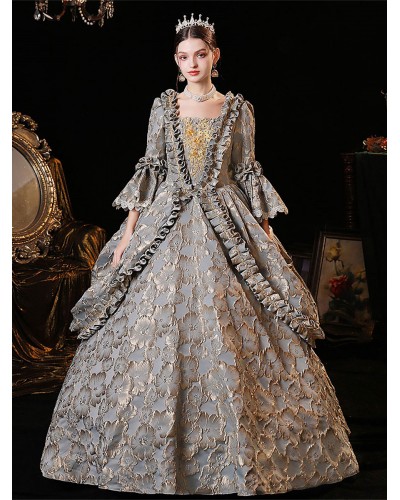 Women Gray Costumes 's Polyester Dress Marie Antoinette Costume Party Prom Dress Royal Retro Euro-Style Renaissance European Style Baroque