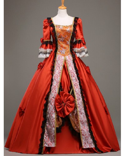 Rococo European Princess Orange Retro Costumes ROCOCO Halloween Holiday Pageant