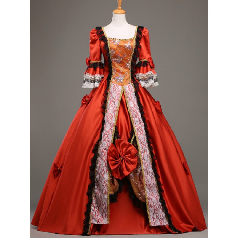 Rococo European Princess Orange Retro Costumes ROCOCO Halloween Holiday Pageant