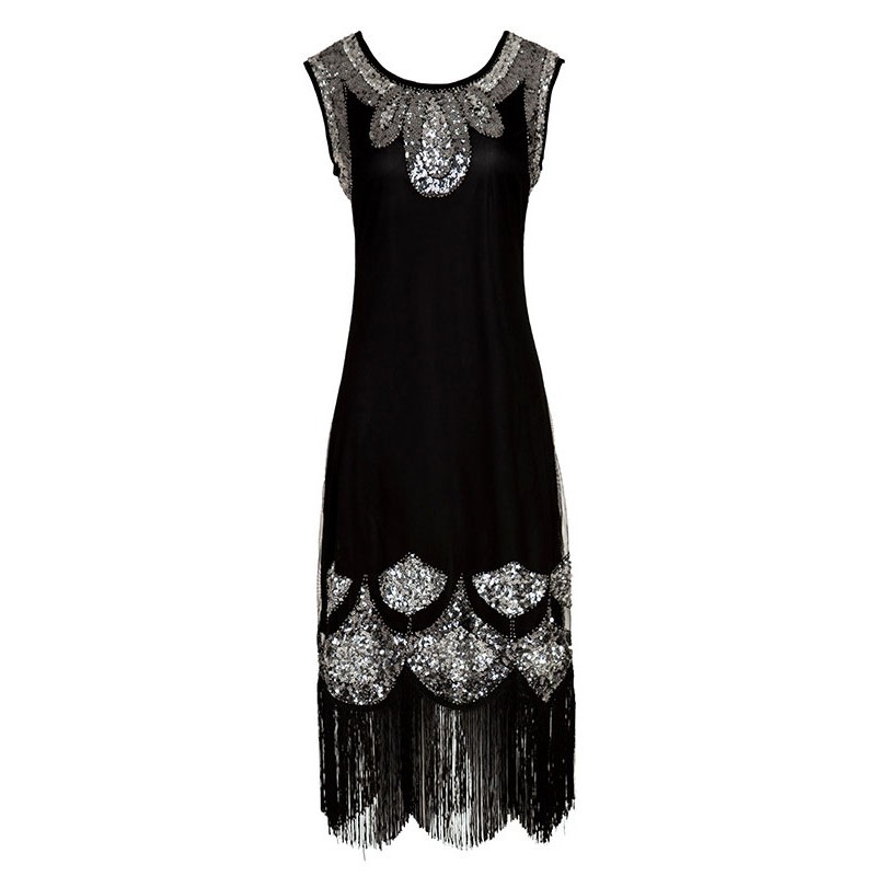 Women Flapper Dress Black 1920s Fashion Style Fashion Style Outfits Great Gatsby Fringe Sequined Costume Retro 20s Party Dress Ball