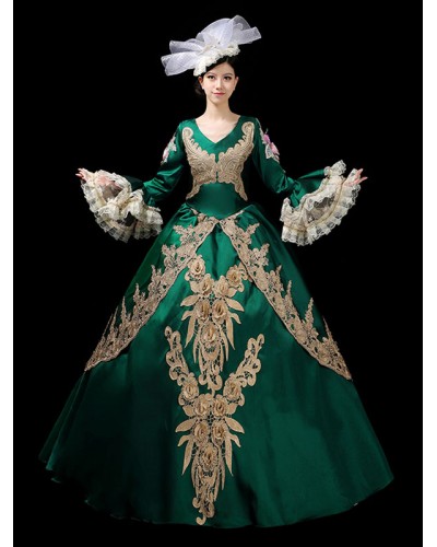 Classical Lolita Dress Polyester Long Sleeves Lolita Dresses Classic Green Classic  Traditional Daily Casual Tea Party