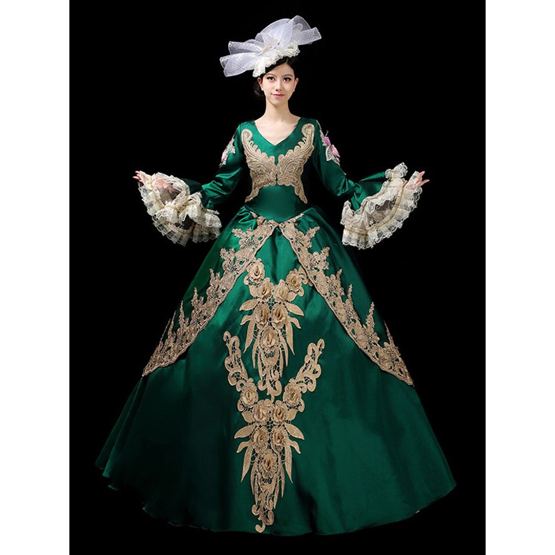 Classical Lolita Dress Polyester Long Sleeves Lolita Dresses Classic Green Classic  Traditional Daily Casual Tea Party