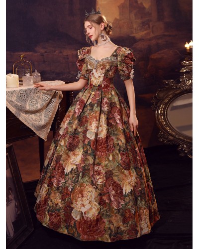 Women Coffee Brown Costumes Polyester Dress 's Marie Antoinette Costume Masquerade Ball Gown Royal Retro Gothic Euro-Style