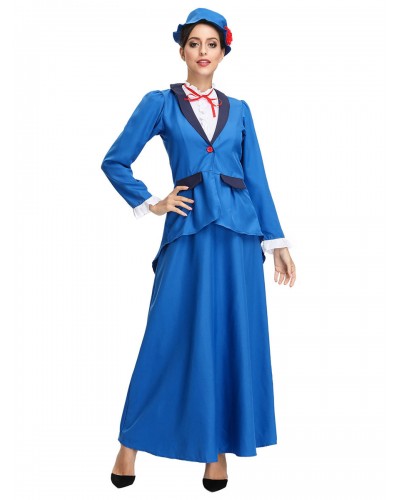 Moonight Victorian Nanny Women's Costume Fancy Dress Mary Poppins Style Plus Size Middle Ages