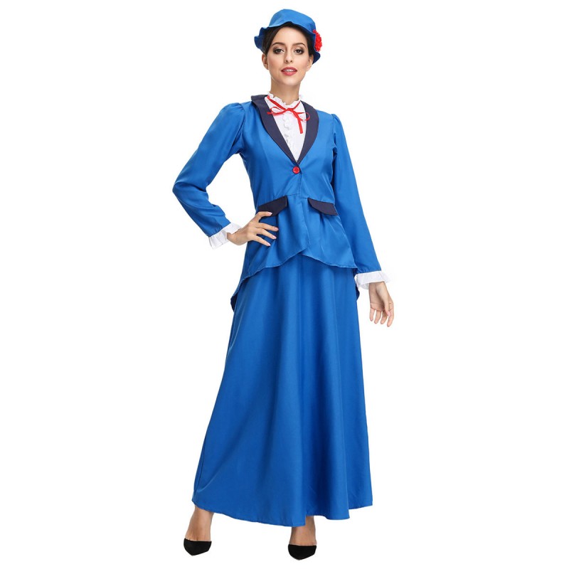 Moonight Victorian Nanny Women's Costume Fancy Dress Mary Poppins Style Plus Size Middle Ages