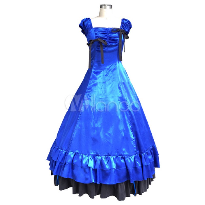 Women Blue Classic Vintage Lolita Dress Halloween Cosplay Costume Halloween Victorian Era