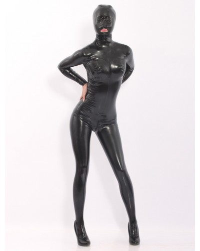 Women Black Latex Catsuits With Hood Halloween