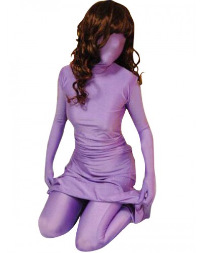 Halloween Purple Lycra Spandex Dress And Pants Morph Suit Bodysuit