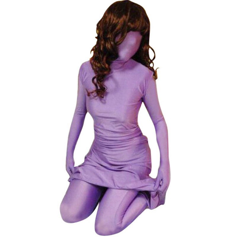 Halloween Purple Lycra Spandex Dress And Pants Morph Suit Bodysuit