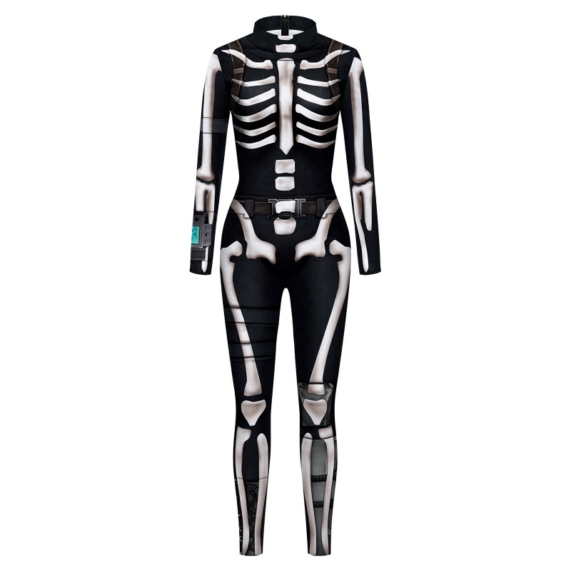 Women Halloween Zentai Jumpsuit 's Black Jumpsuit Leotard Skeleton Halloween Scary Lycra Spandex Catsuit