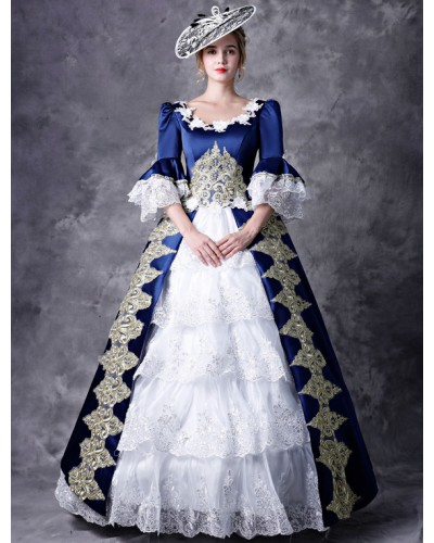 Victorian Dress Costume Women's Red Women's Baroque Masquerade Ball Gowns Half Sleeves Round Neckline With Hat Victorian Era Clothing Retro Costume Carnival Royal Mardi Gras Halloween