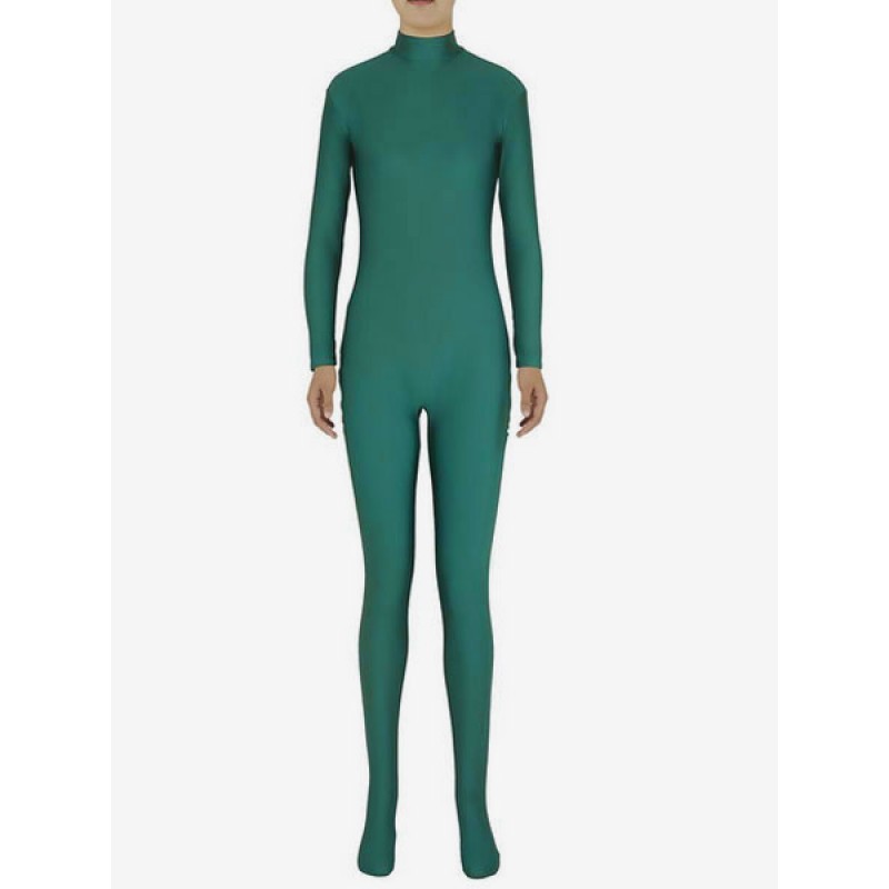 Women Dark Green Morph Suit Adults Bodysuit Lycra Spandex Catsuit For