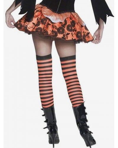 Women Saloon Girl Stockings Striped Knee High Socks Football Girl Halloween Costume Accessories