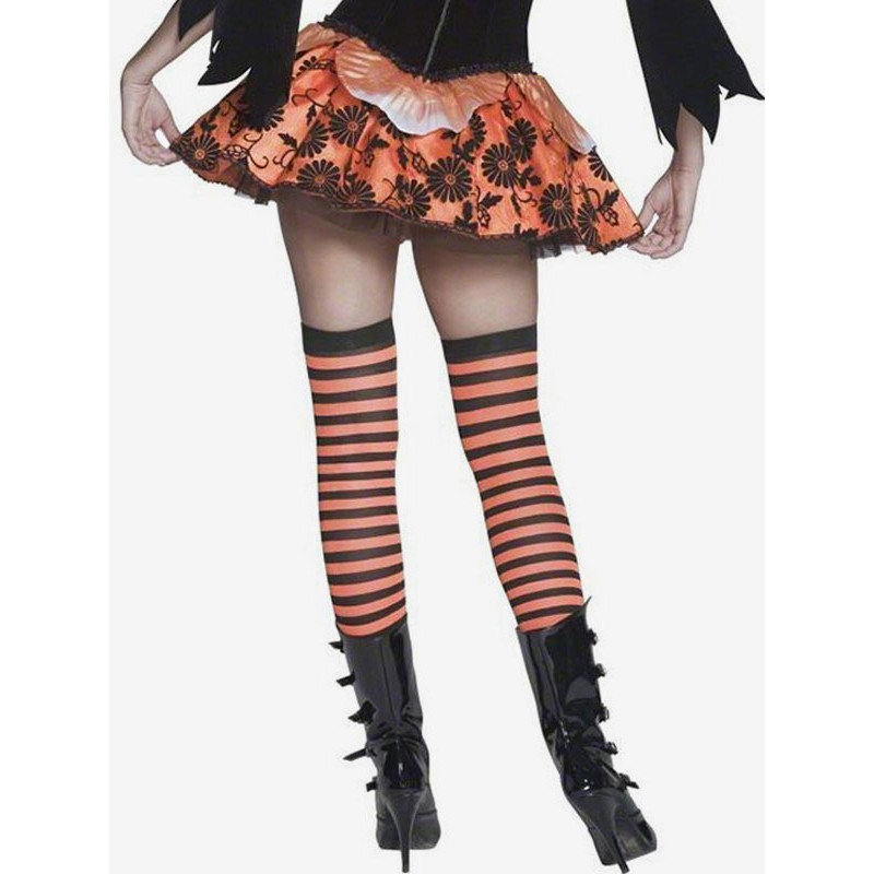 Women Saloon Girl Stockings Striped Knee High Socks Football Girl Halloween Costume Accessories