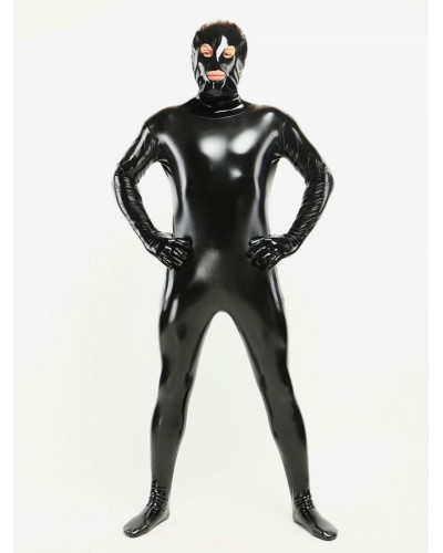 Morph Suit Black Unisex Open Mouth And Eyes Designed PVC BodySuit Clothes Costumes Bodysuit