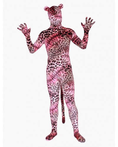 Unisex Morph Suit Pink Leopard Print Zentai Suit Full Body Lycra Spandex Bodysuit