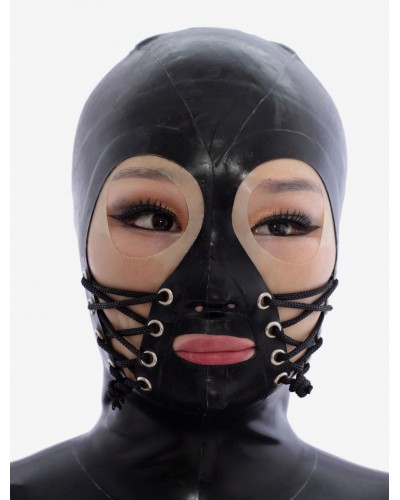 Halloween Black Open Eyes Bandage Latex S Halloween Hood