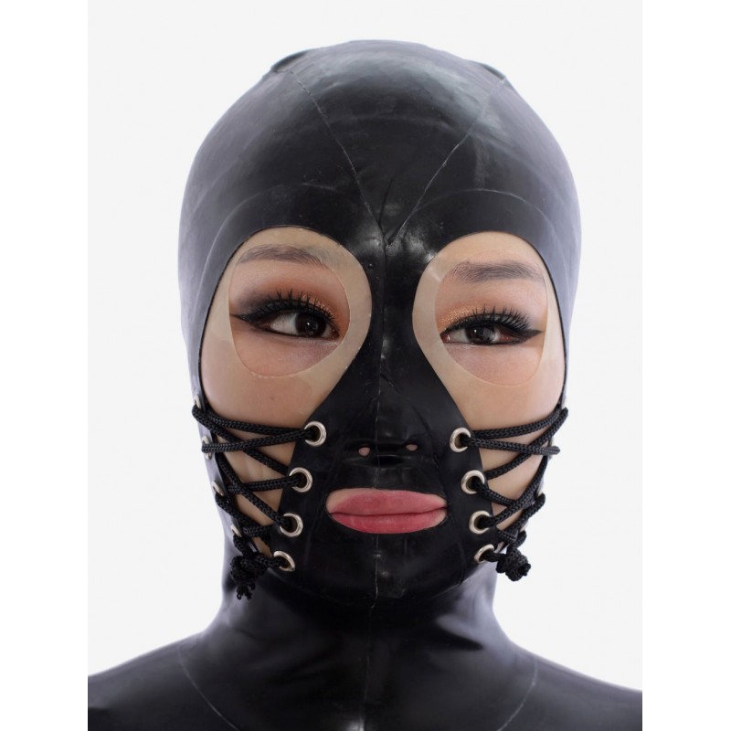 Halloween Black Open Eyes Bandage Latex S Halloween Hood