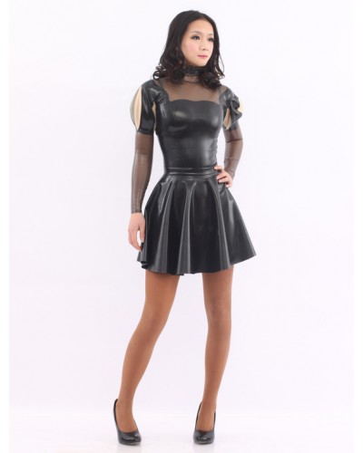 Women Black Sweet Latex Dress Halloween