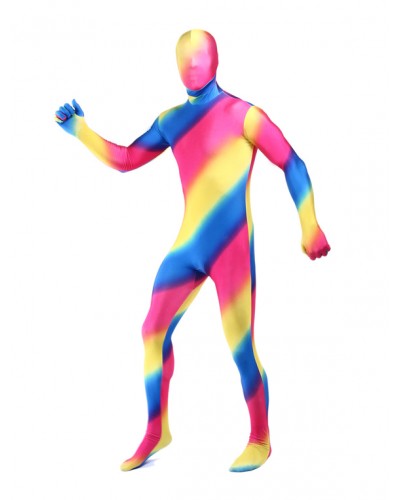 Unisex Morph Suit Multicolor Stripes Zentai Suit Full Body Lycra Spandex Bodysuit