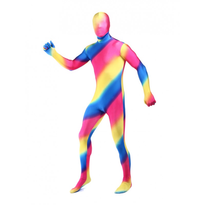 Unisex Morph Suit Multicolor Stripes Zentai Suit Full Body Lycra Spandex Bodysuit