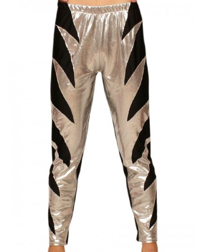 Silver Black Shiny Metallic Pants