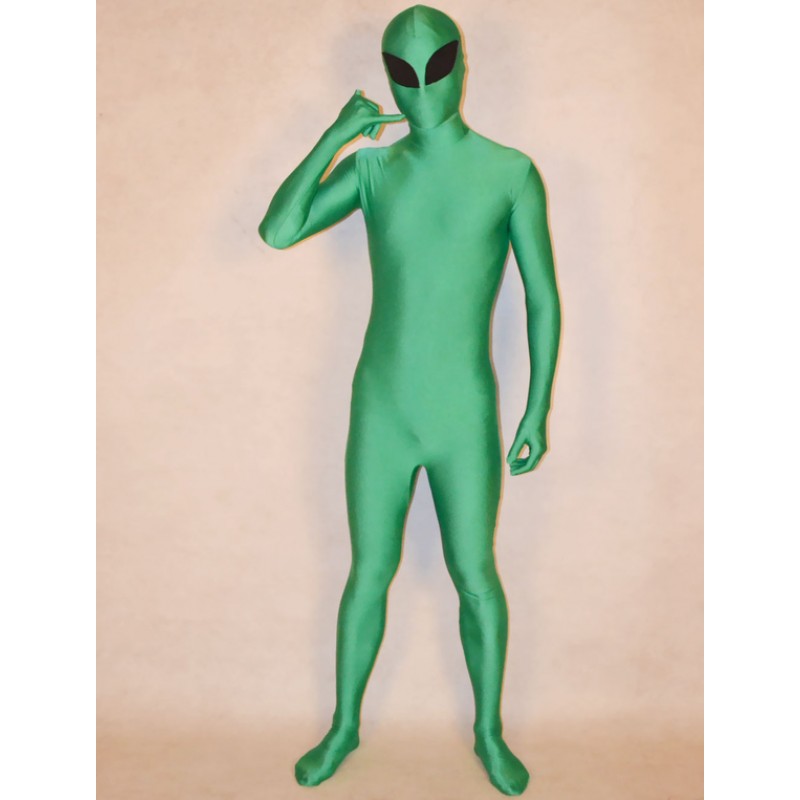 Unisex Morph Suit Green Alien Costume Lycra Spandex Fabric Zentai Suit Full Body Suit