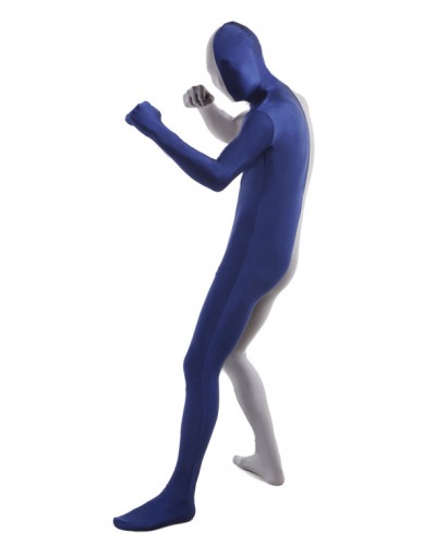 Unisex Morph Suit Grey And Navy Lycra Spandex Zentai Suit Full Body Suit