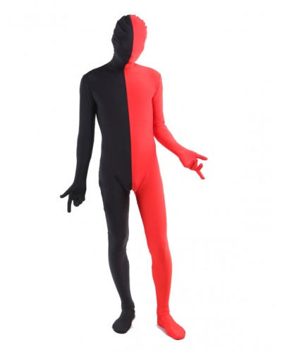 Unisex Morph Suit Black And Red Lycra Spandex Zentai Suit Full Body Suit