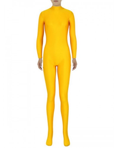 Women Yellow Morph Suit Adults Bodysuit Lycra Spandex Catsuit For