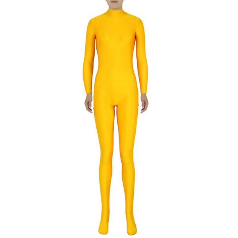 Women Yellow Morph Suit Adults Bodysuit Lycra Spandex Catsuit For