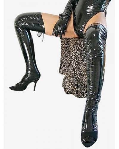 Women Halloween Black Sexy PVC Stockings Halloween