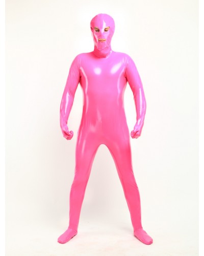 Pink Unisex Open Mouth And Open Eyes Designed PVC Clothes Bodysuit