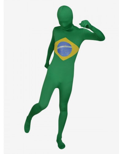 Flag Of Brazil Lycra Zentai Suit Carnival Bodysuit