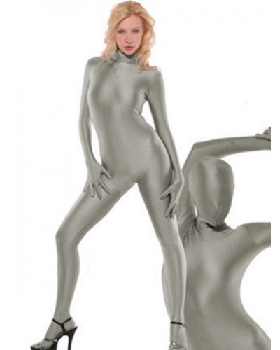 Halloween Morph Suit Silver Lycra Spandex Catsuit Bodysuit