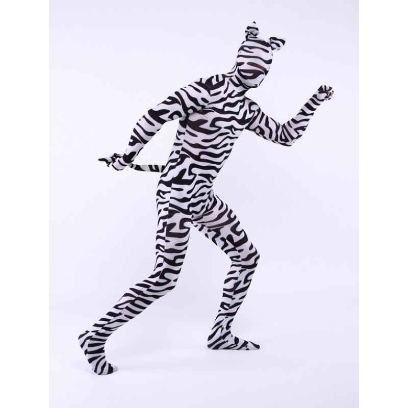 Morph Suit Zebra Style Zentai Suit Full Body Lycra Spandex Bodysuit