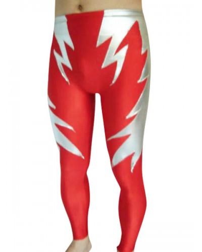 Male Red And Silver Shiny Metallic Pants