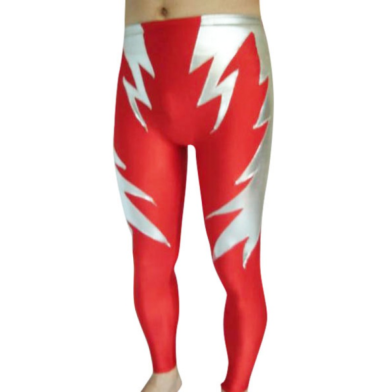 Male Red And Silver Shiny Metallic Pants