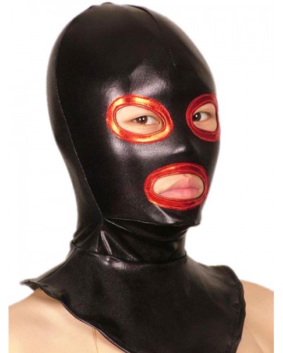 Black And Red Open Eye And Mouth Shiny Metallic Hood