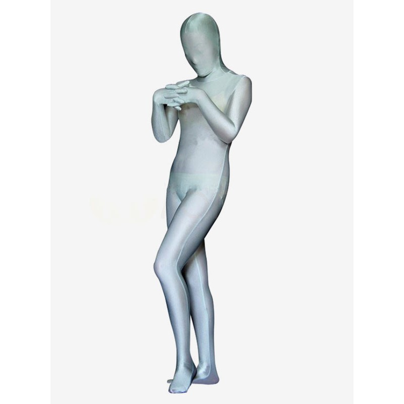 Halloween Morph Suit Unisex Silver Grey Lycra Spandex Zentai Suit Bodysuit