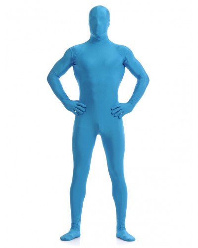 Blue Zentai Suit Adults Morph Suit Full Body Lycra Spandex Bodysuit For Men